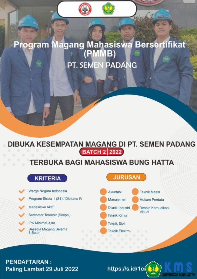 Program Magang Mahasiswa Bersertifikat (PMMB) PT. Semen Padang Batch 2 Tahun 2022